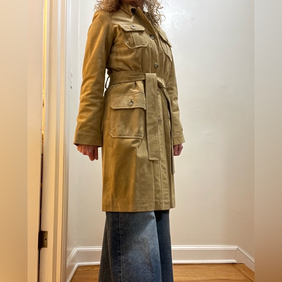 GAP Vintage Women's Camel Suede Trench Coat Size M - Picture 2 of 14